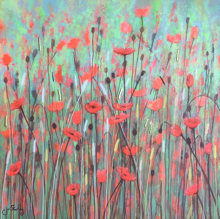 Abstract red poppy landscape