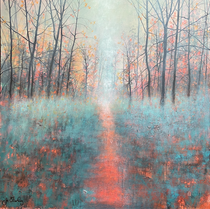 Autumnal Tree Painting with Path by Jo Starkey