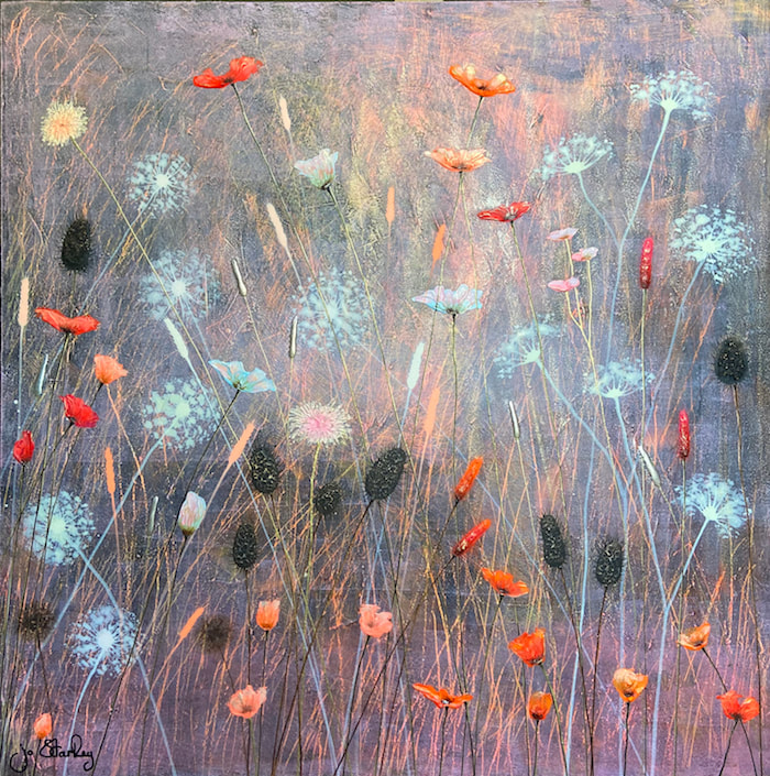 Wild Grasses and Cow Parsley with Poppies