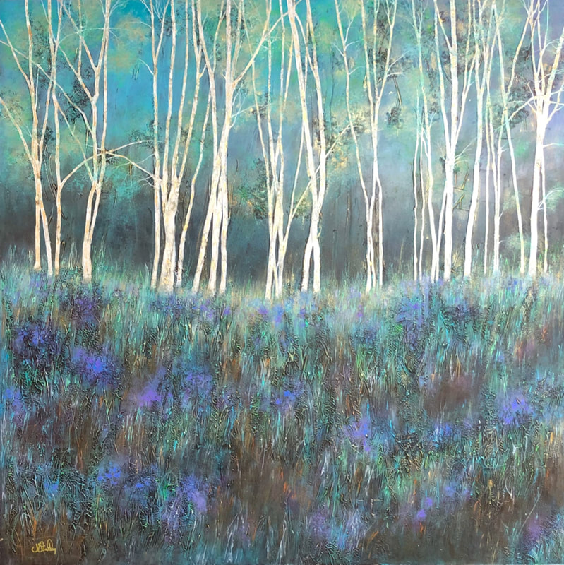Abstract Bluebell Woodland by Jo Starkey